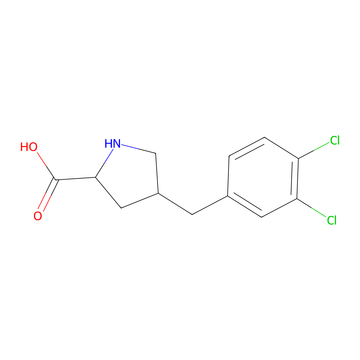 (2S,4R)-4-(3,4-Dichlorobenzyl)pyrrolidine-2-carboxylic acid molecular structure, CAS 1049981-41-0