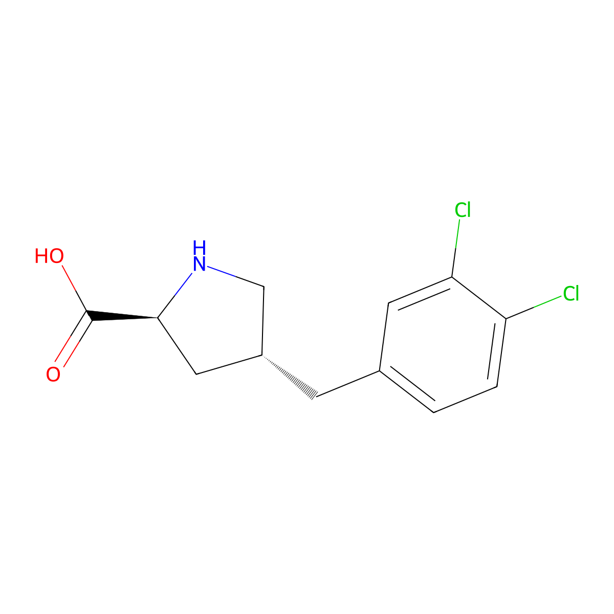 (2S,4R)-4-(3,4-Dichlorobenzyl)pyrrolidine-2-carboxylic acid molecular structure, CAS 1049981-41-0