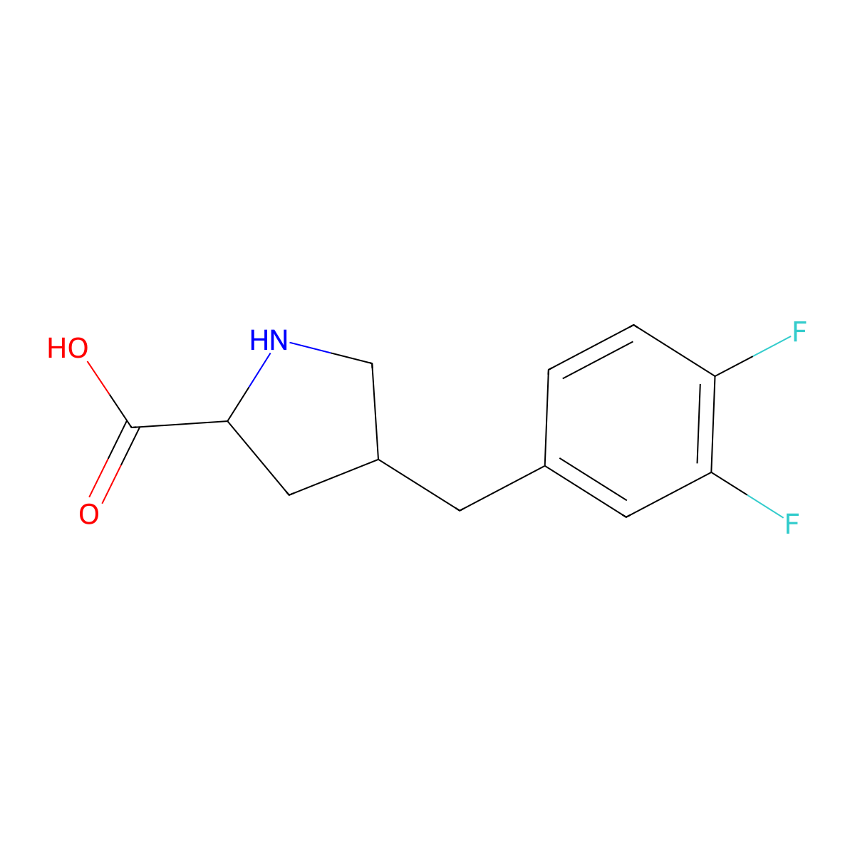 (2S,4R)-4-(3,4-Difluorobenzyl)pyrrolidine-2-carboxylic acid molecular structure, CAS 1049981-46-5