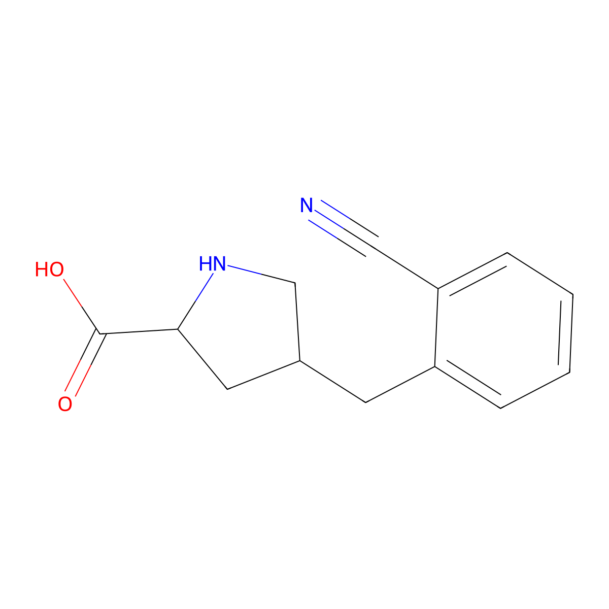 (2S,4R)-4-(2-Cyanobenzyl)pyrrolidine-2-carboxylic acid molecular structure, CAS 1049981-76-1