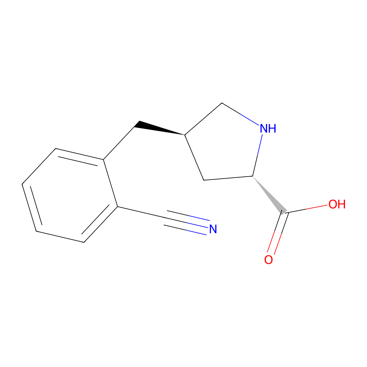 (2S,4R)-4-(2-Cyanobenzyl)pyrrolidine-2-carboxylic acid molecular structure, CAS 1049981-76-1
