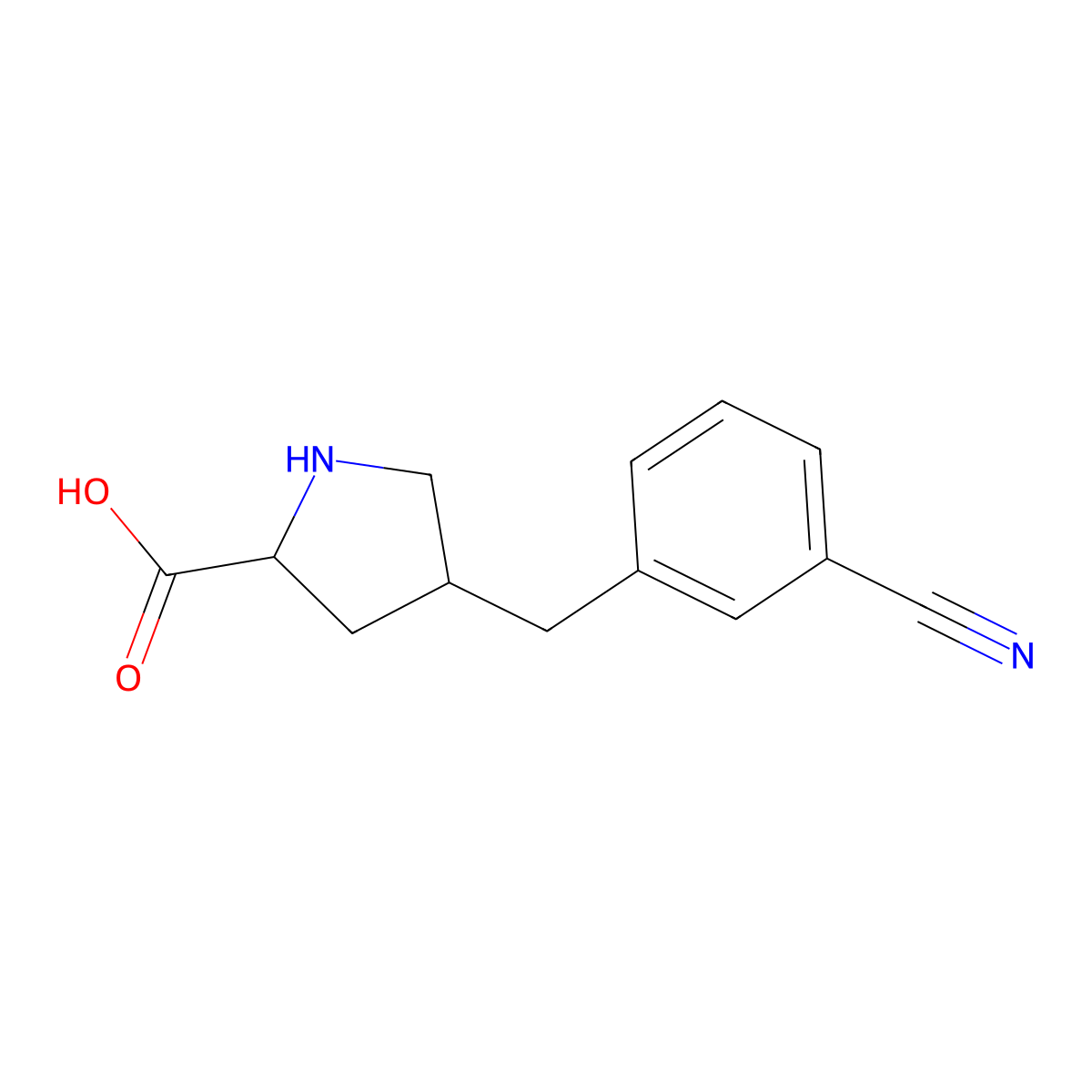 (2S,4R)-4-(3-Cyanobenzyl)pyrrolidine-2-carboxylic acid molecular structure, CAS 1049981-82-9