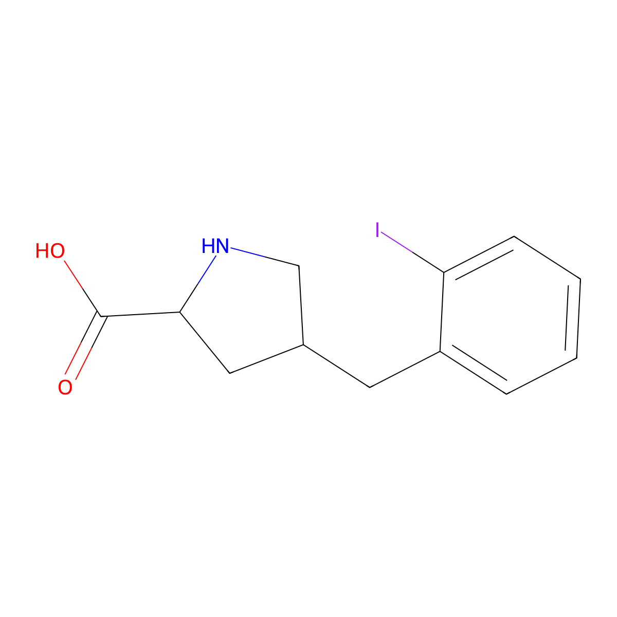 (2S,4R)-4-(2-Iodobenzyl)pyrrolidine-2-carboxylic acid molecular structure, CAS 1049981-87-4