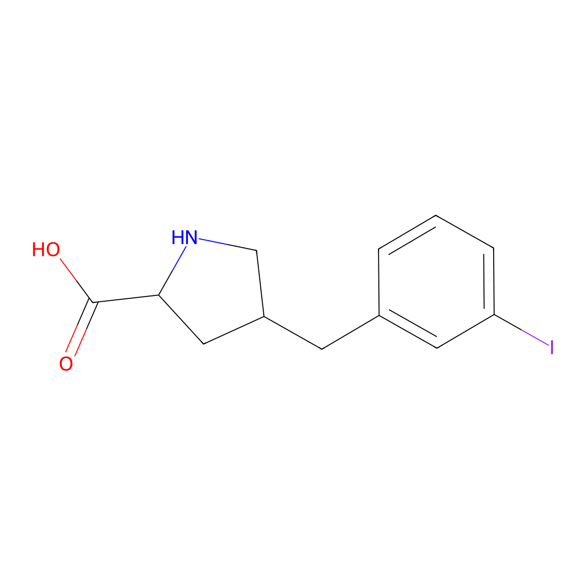 (2S,4R)-4-(3-Iodobenzyl)pyrrolidine-2-carboxylic acid molecular structure, CAS 1049981-92-1