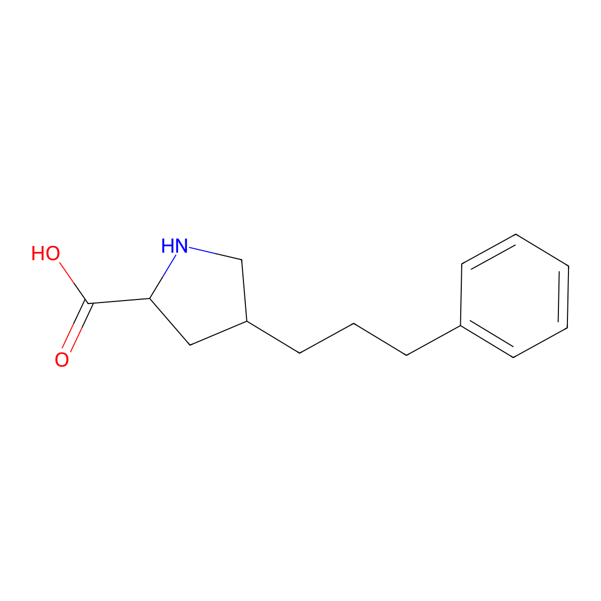 (2S,4R)-4-(3-phenylpropyl)pyrrolidine-2-carboxylic Acid molecular structure, CAS 1049982-00-4