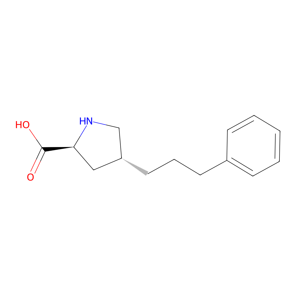 (2S,4R)-4-(3-phenylpropyl)pyrrolidine-2-carboxylic Acid molecular structure, CAS 1049982-00-4