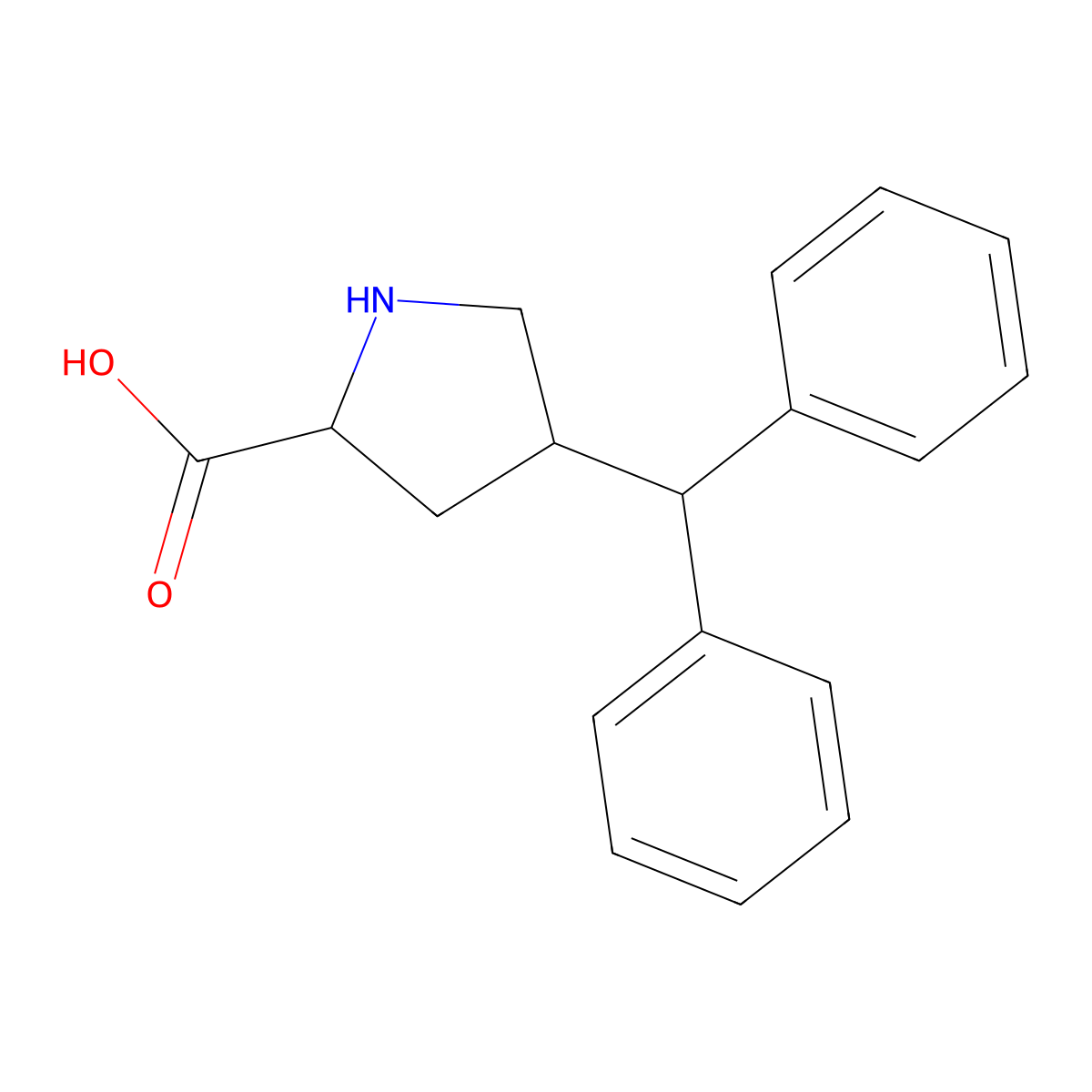 (2S,4S)-4-benzhydrylpyrrolidine-2-carboxylic acid molecular structure, CAS 1049982-09-3