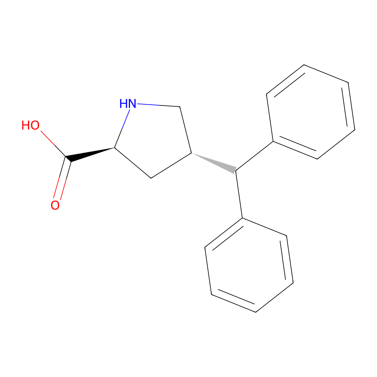 (2S,4S)-4-benzhydrylpyrrolidine-2-carboxylic acid molecular structure, CAS 1049982-09-3