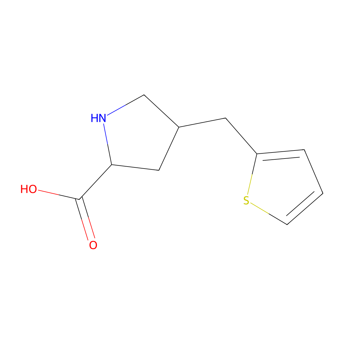 (2S,4S)-4-(thiophen-2-ylmethyl)pyrrolidine-2-carboxylic Acid molecular structure, CAS 1049983-85-8