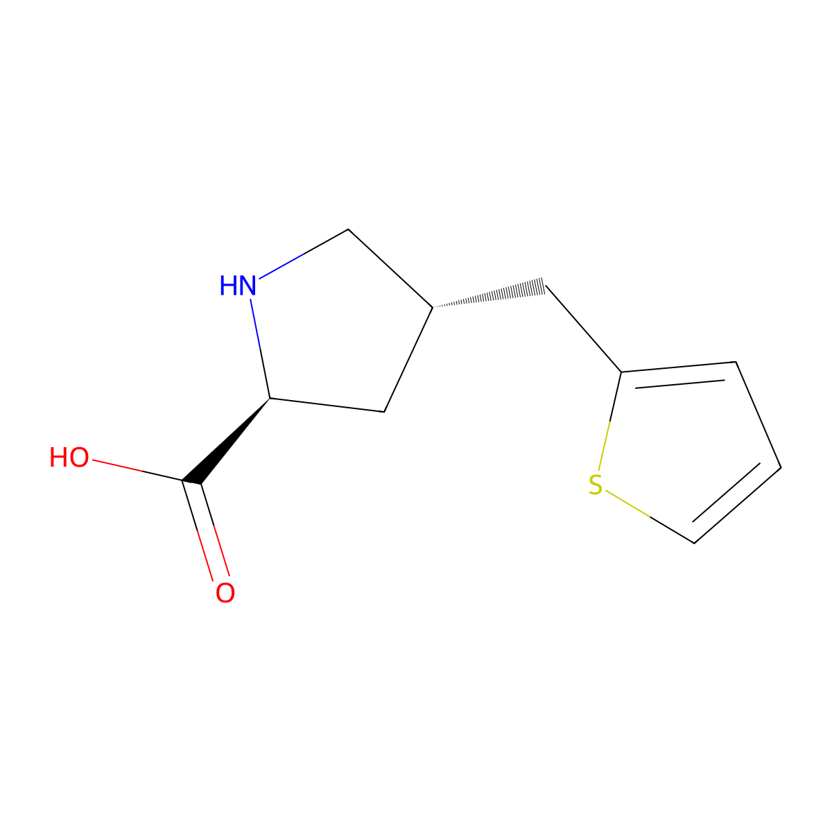 (2S,4S)-4-(thiophen-2-ylmethyl)pyrrolidine-2-carboxylic Acid molecular structure, CAS 1049983-85-8