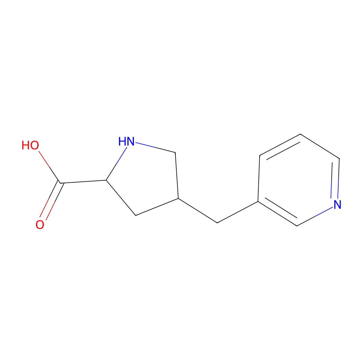 (2S,4R)-4-(pyridin-3-ylmethyl)pyrrolidine-2-carboxylic acid molecular structure, CAS 1049984-05-5