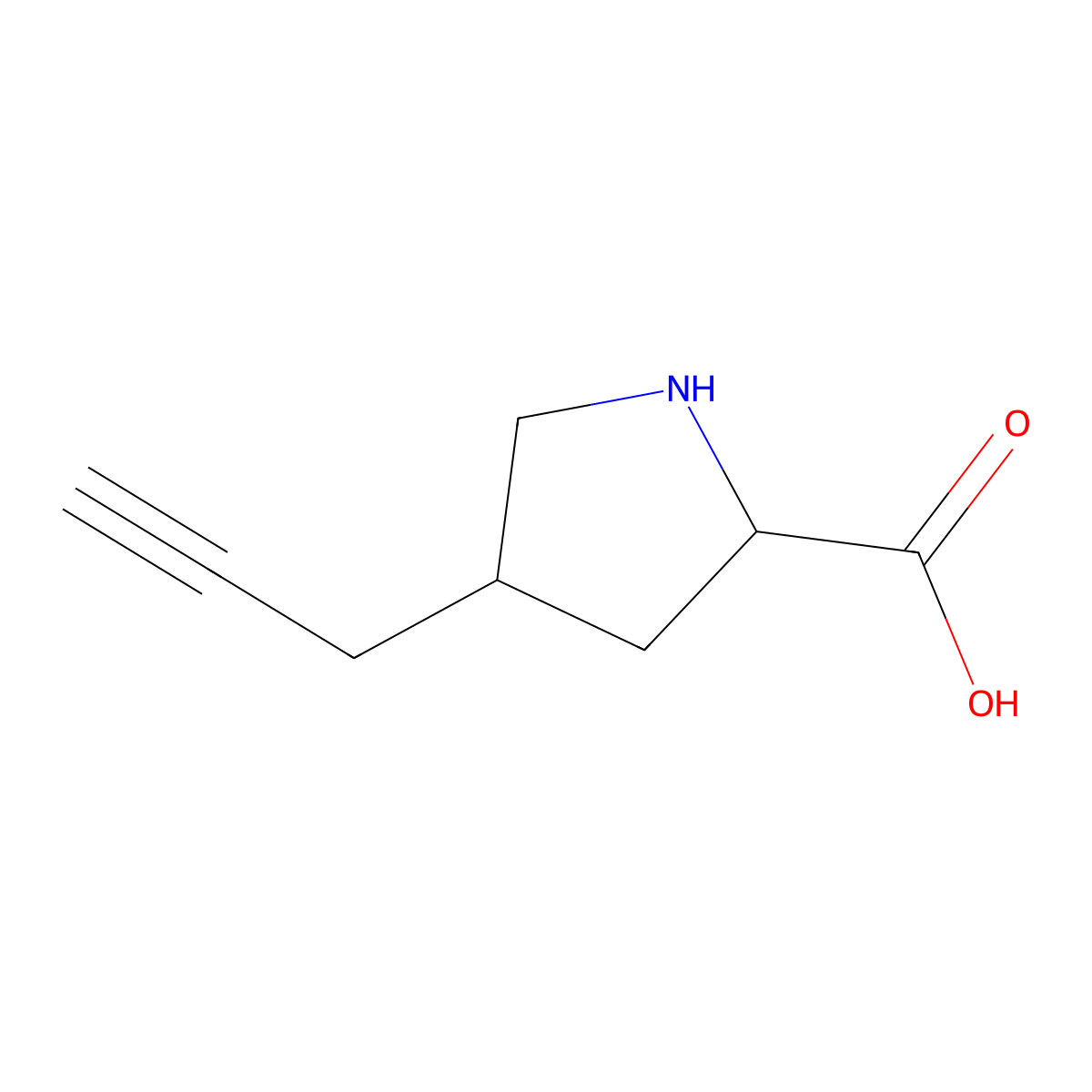 (2S,4R)-4-(Prop-2-ynyl)pyrrolidine-2-carboxylic acid molecular structure, CAS 1049984-28-2