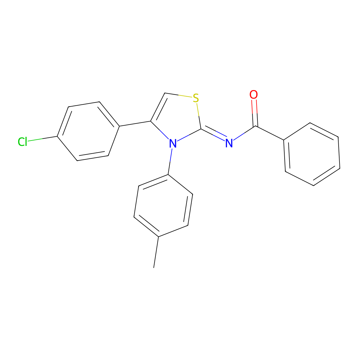 N-[4-(4-chlorophenyl)-3-(4-methylphenyl)-1,3-thiazol-2-ylidene]benzamide molecular structure, CAS 1049985-37-6