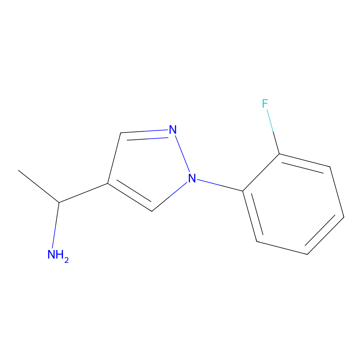 1-(1-(2-Fluorophenyl)-1H-pyrazol-4-yl)ethanamine molecular structure, CAS 1049988-71-7