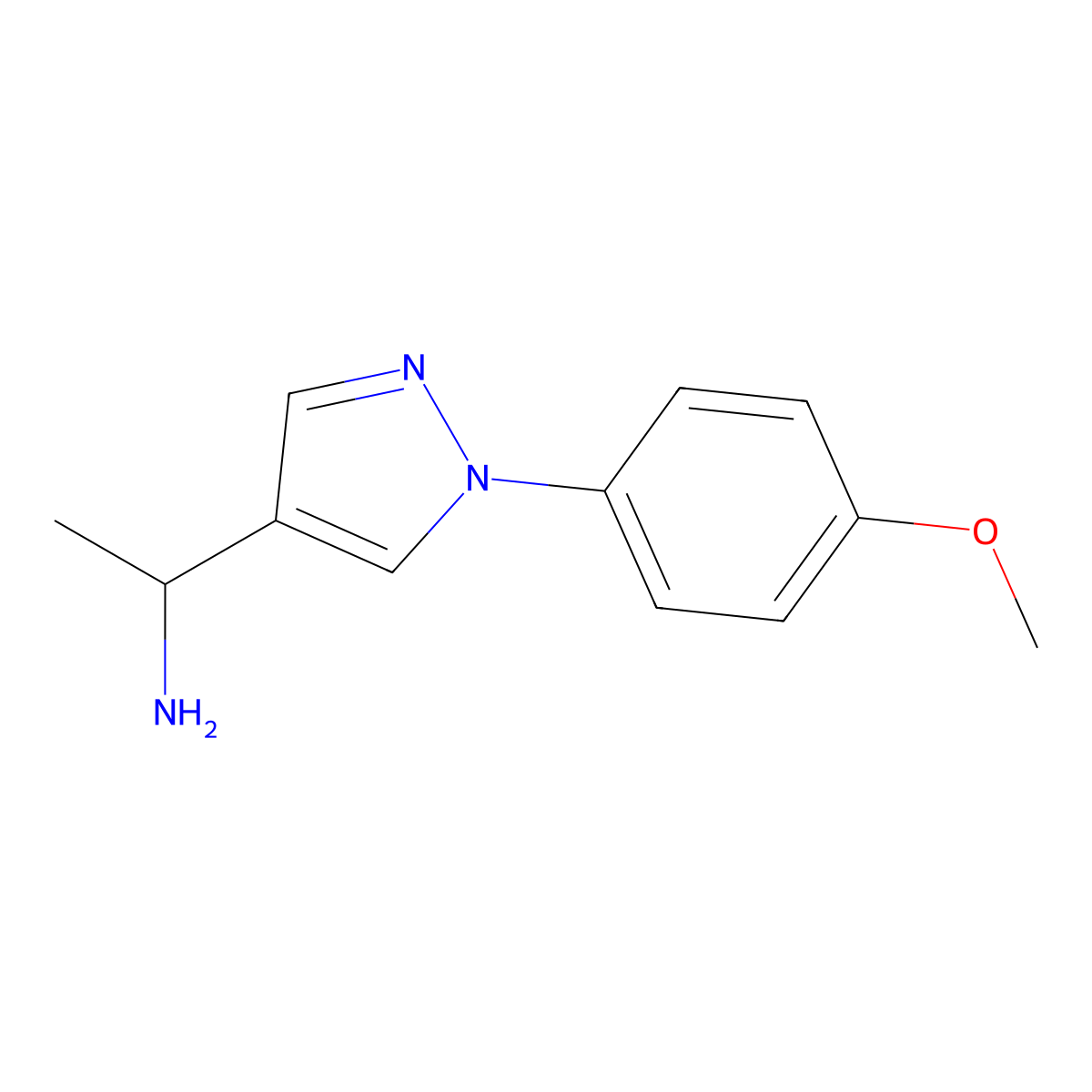 1-[1-(4-methoxyphenyl)-1H-pyrazol-4-yl]ethanamine molecular structure, CAS 1049988-80-8