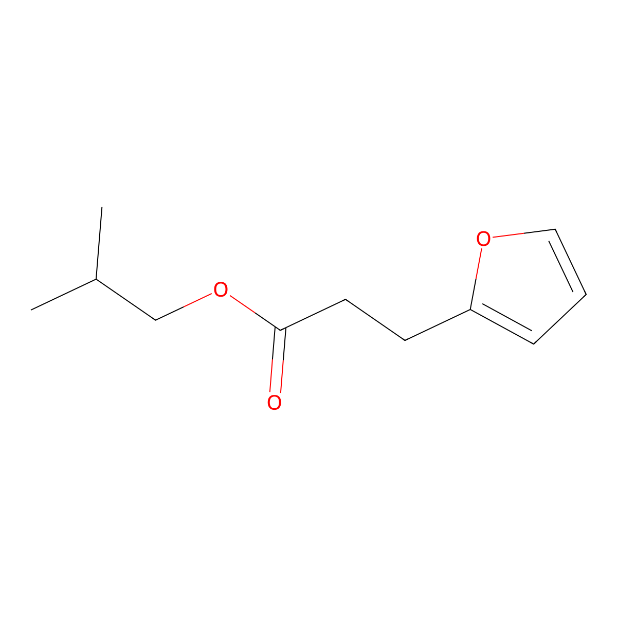 Isobutyl-2-furanpropionate molecular structure, CAS 105-01-1