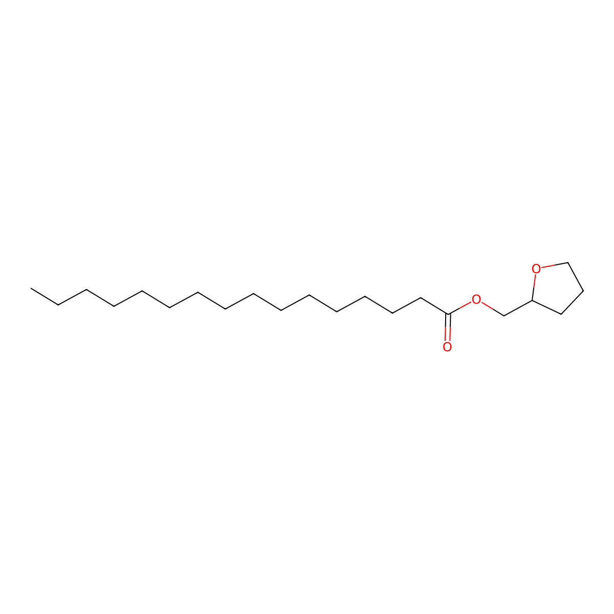 Tetrahydrofurfuryl palmitate molecular structure, CAS 105-26-0