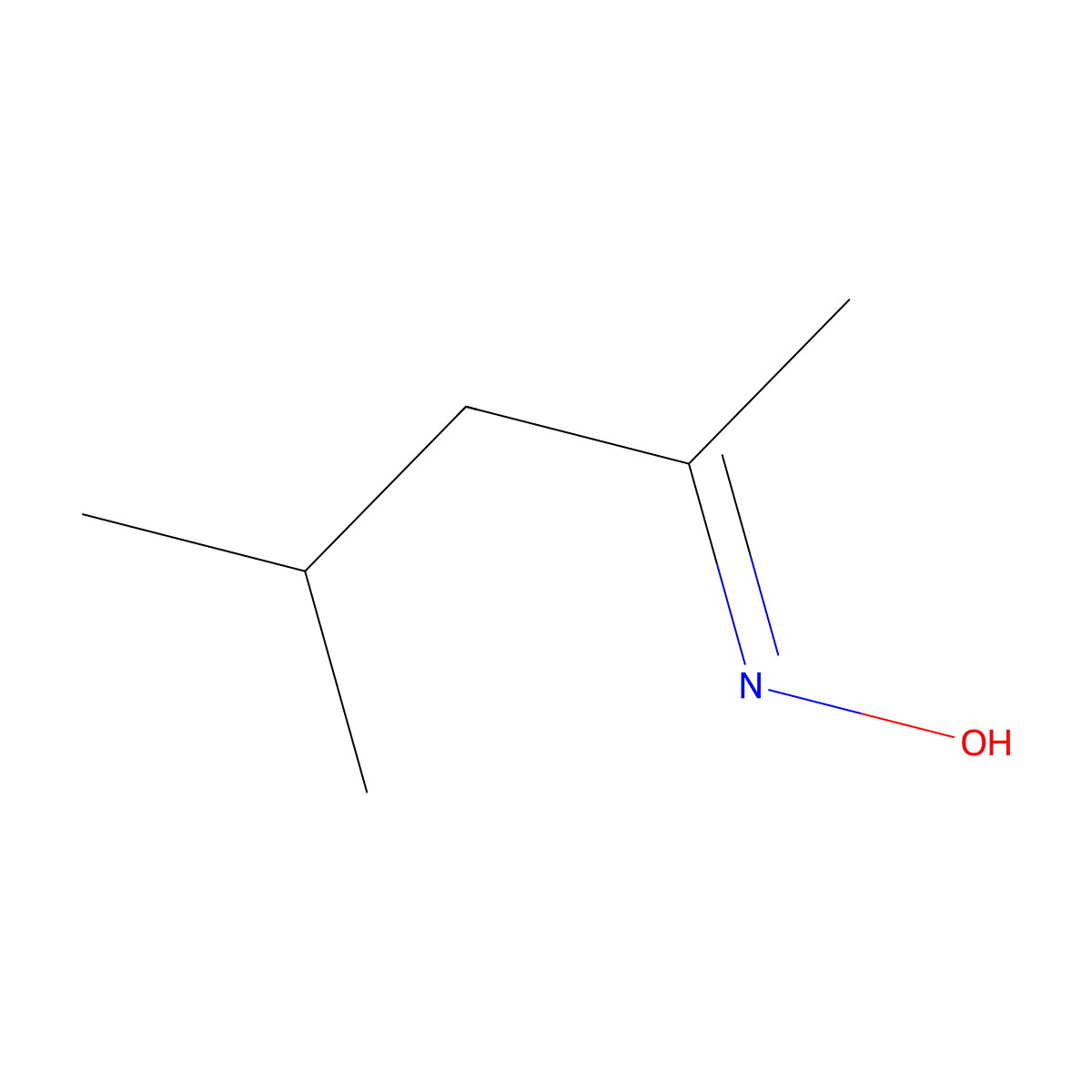 4-Methyl-2-pentanone oxime molecular structure, CAS 105-44-2