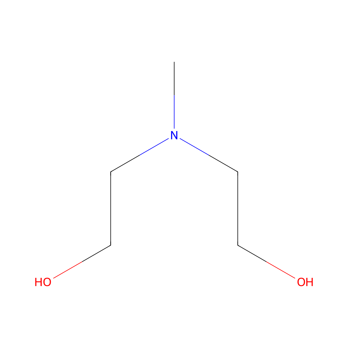 N-Methyldiethanolamine molecular structure, CAS 105-59-9
