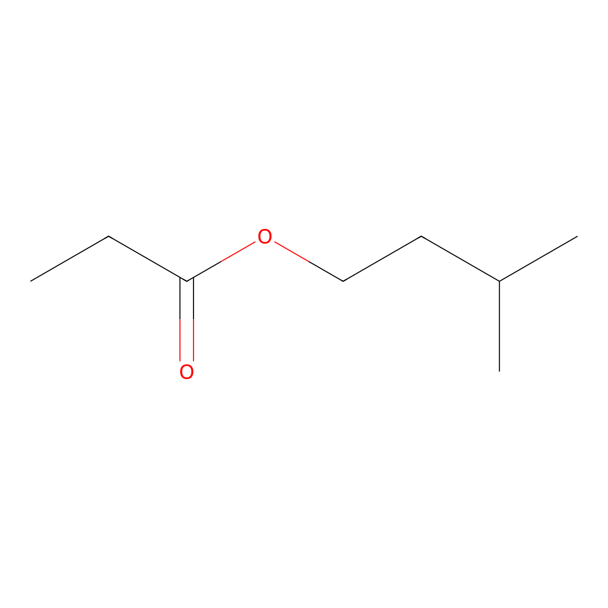 Isoamyl propionate molecular structure, CAS 105-68-0