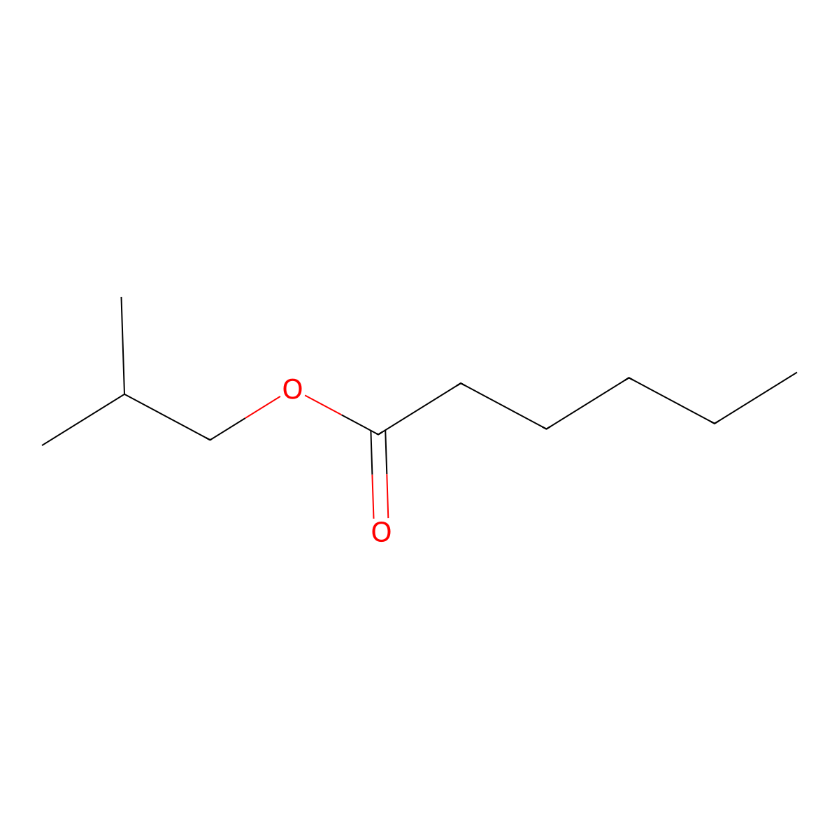 Isobutyl hexanoate molecular structure, CAS 105-79-3