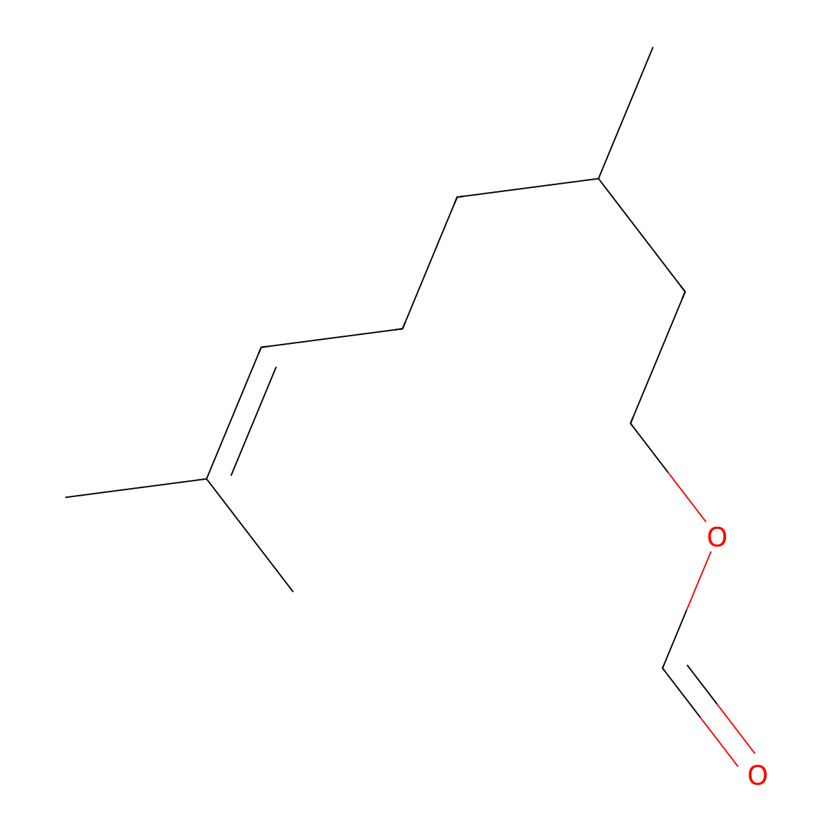 Citronellyl formate molecular structure, CAS 105-85-1