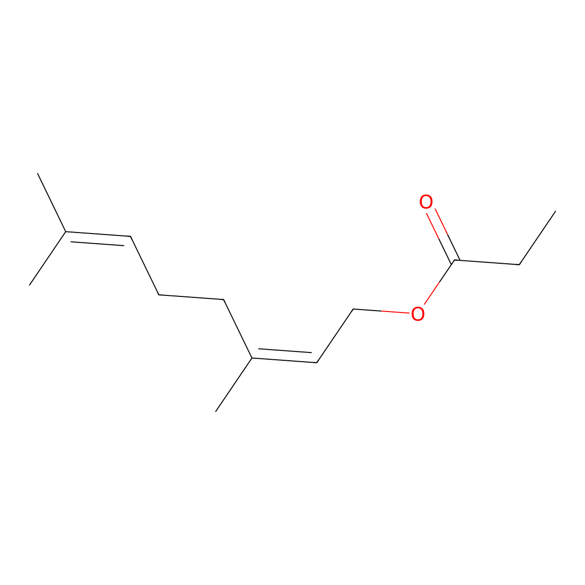 Geranyl propionate molecular structure, CAS 105-90-8