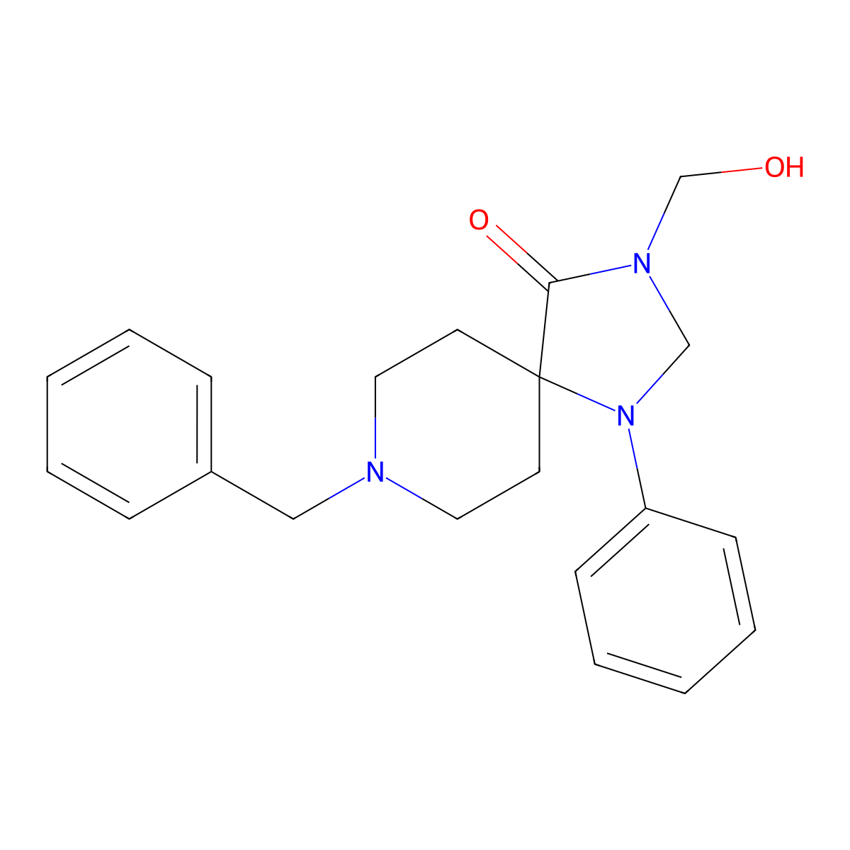 8-Benzyl-3-(hydroxymethyl)-1-phenyl-1,3,8-triazaspiro[4,5]decan-4-one molecular structure, CAS 1050-51-7