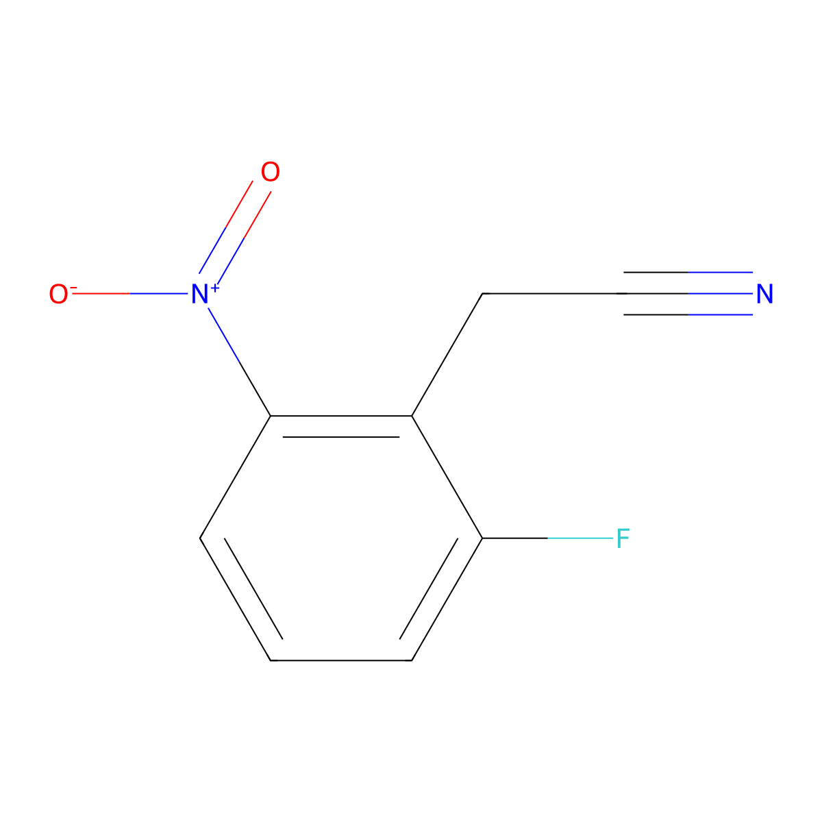 2-Fluoro-6-nitrophenylacetonitrile molecular structure, CAS 105003-93-8