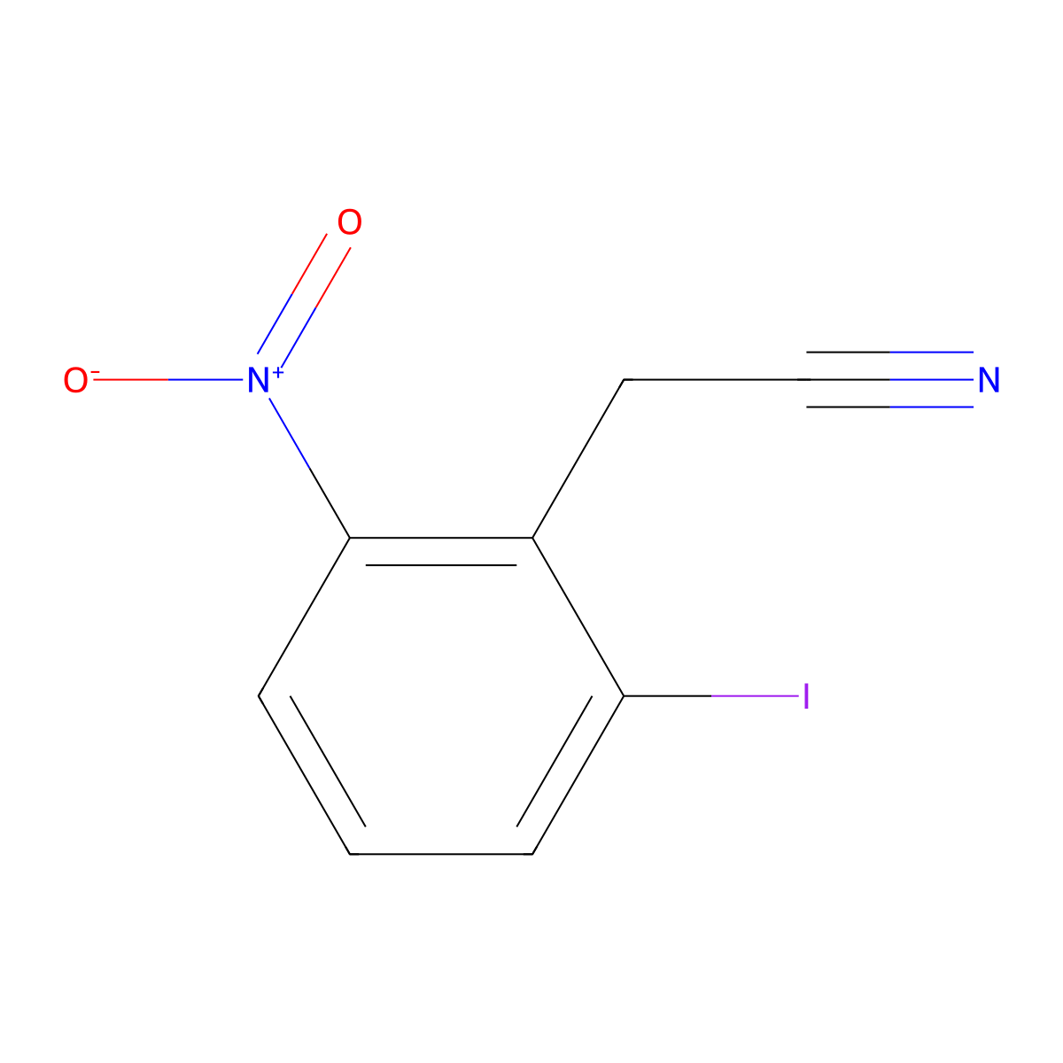2-(2-Iodo-6-nitrophenyl)acetonitrile molecular structure, CAS 105003-97-2