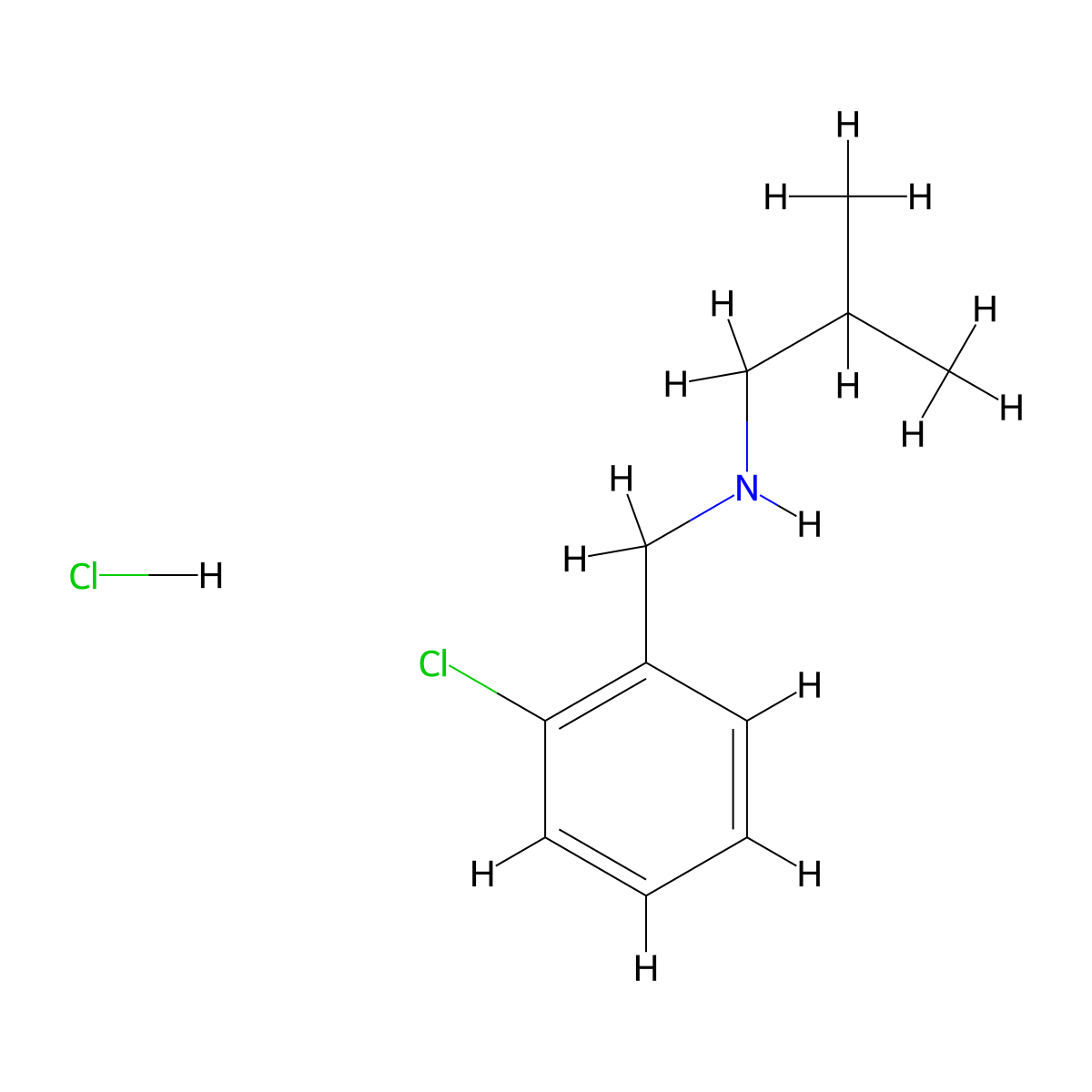 N-(2-Chlorobenzyl)-2-methyl-1-propanamine hydrochloride molecular structure, CAS 1050076-04-4