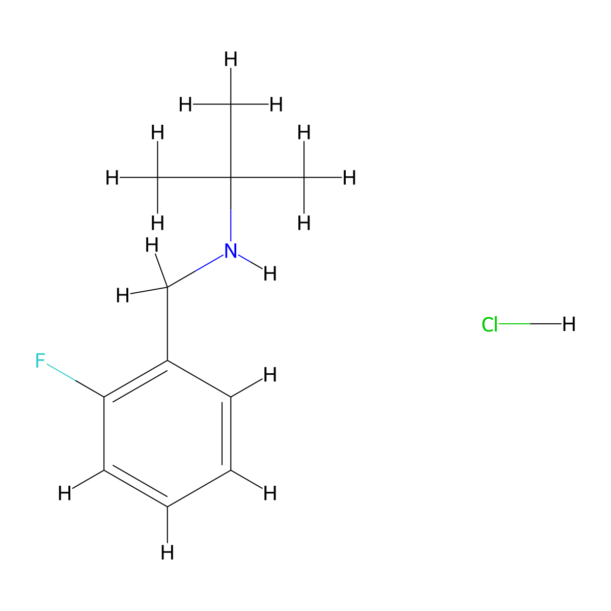 N-(2-Fluorobenzyl)-2-methyl-2-propanamine hydrochloride molecular structure, CAS 1050076-09-9
