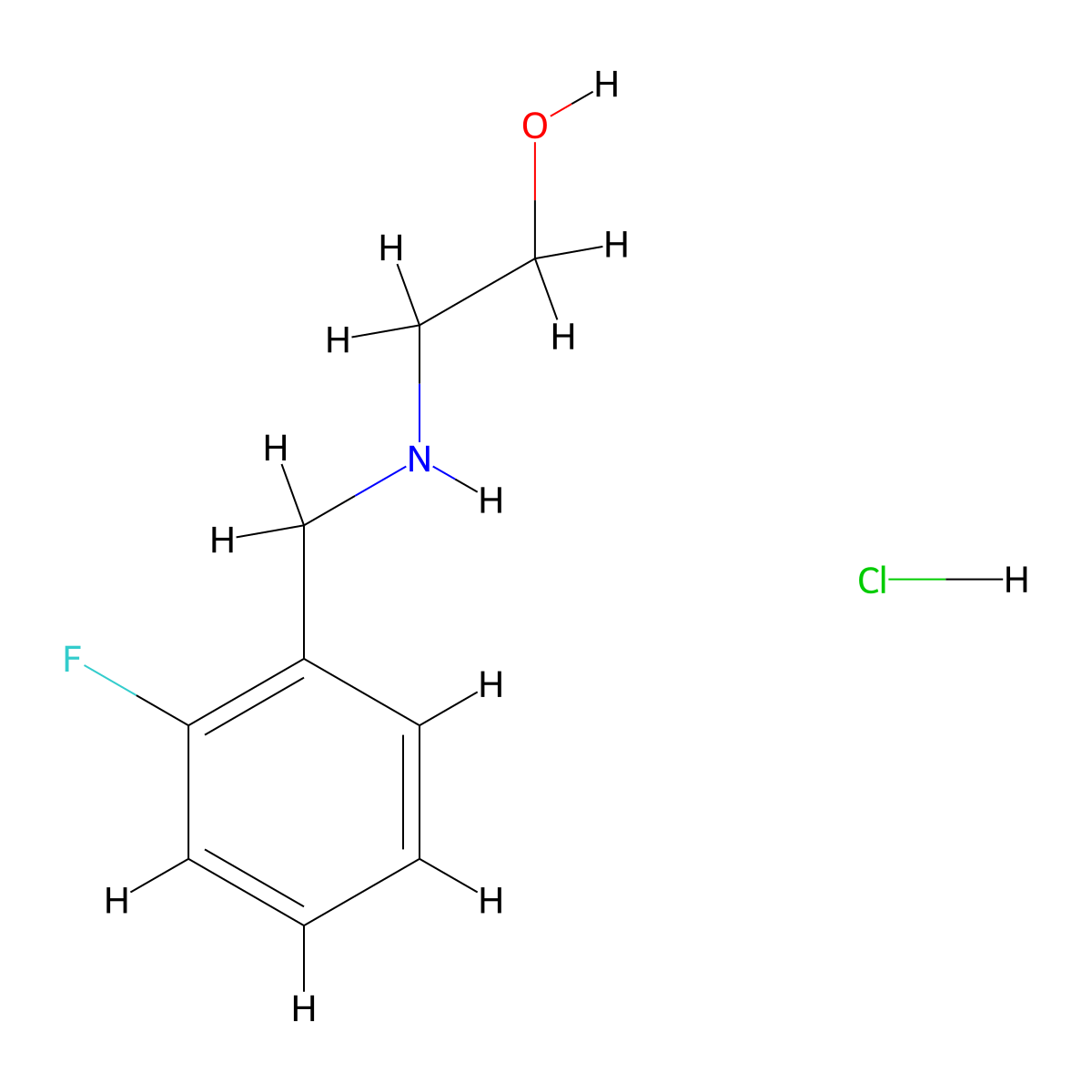 2-((2-Fluorobenzyl)amino)ethanol hydrochloride molecular structure, CAS 1050076-15-7