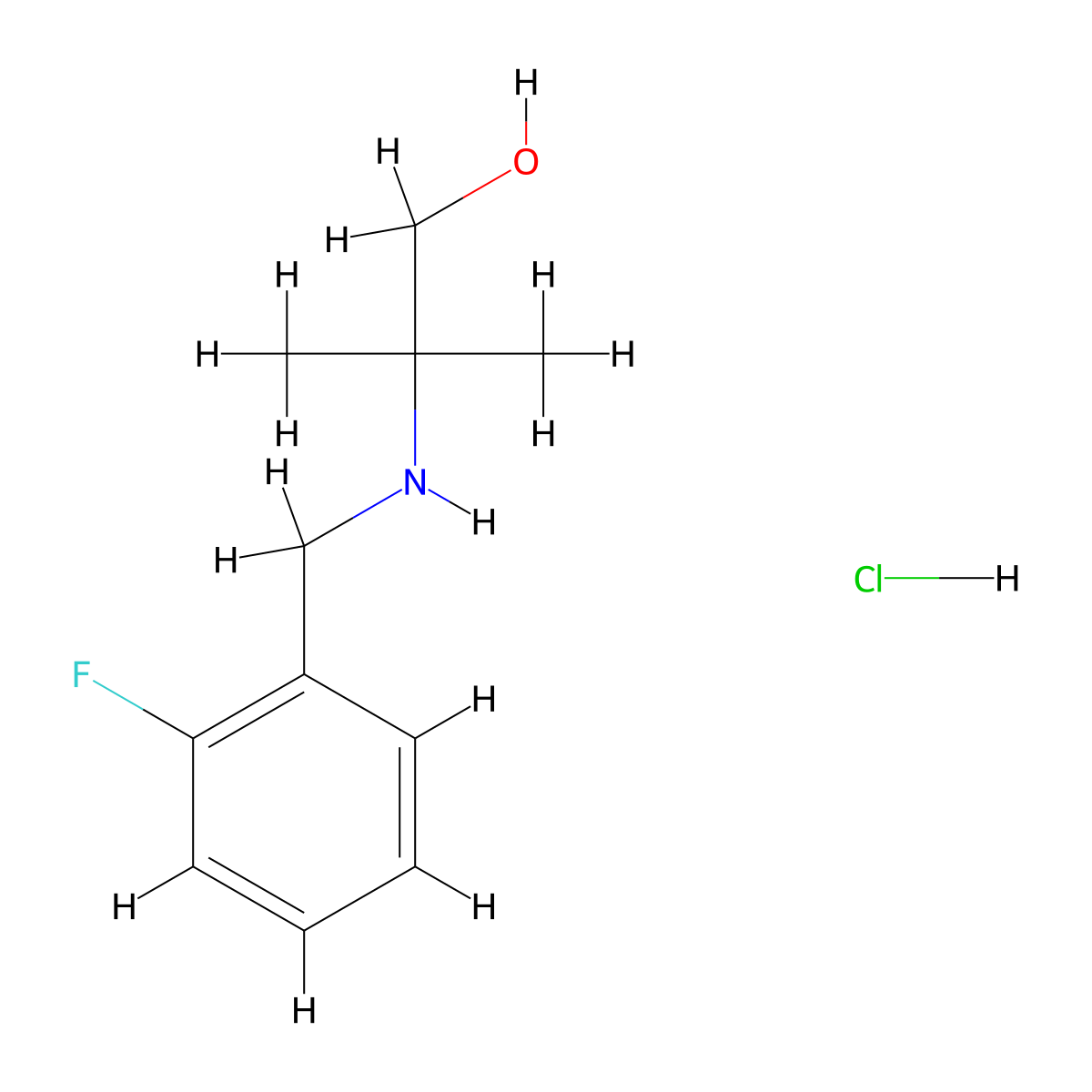 2-[(2-Fluorobenzyl)amino]-2-methyl-1-propanol hydrochloride molecular structure, CAS 1050076-28-2