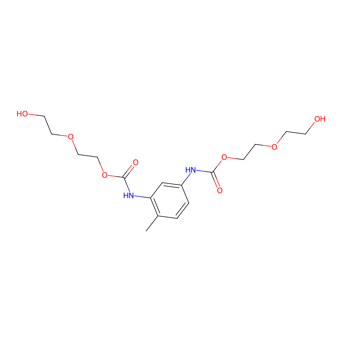 Bis(2-(2-hydroxyethoxy)ethyl) (4-methyl-1,3-phenylene)dicarbamate molecular structure, CAS 105009-71-0