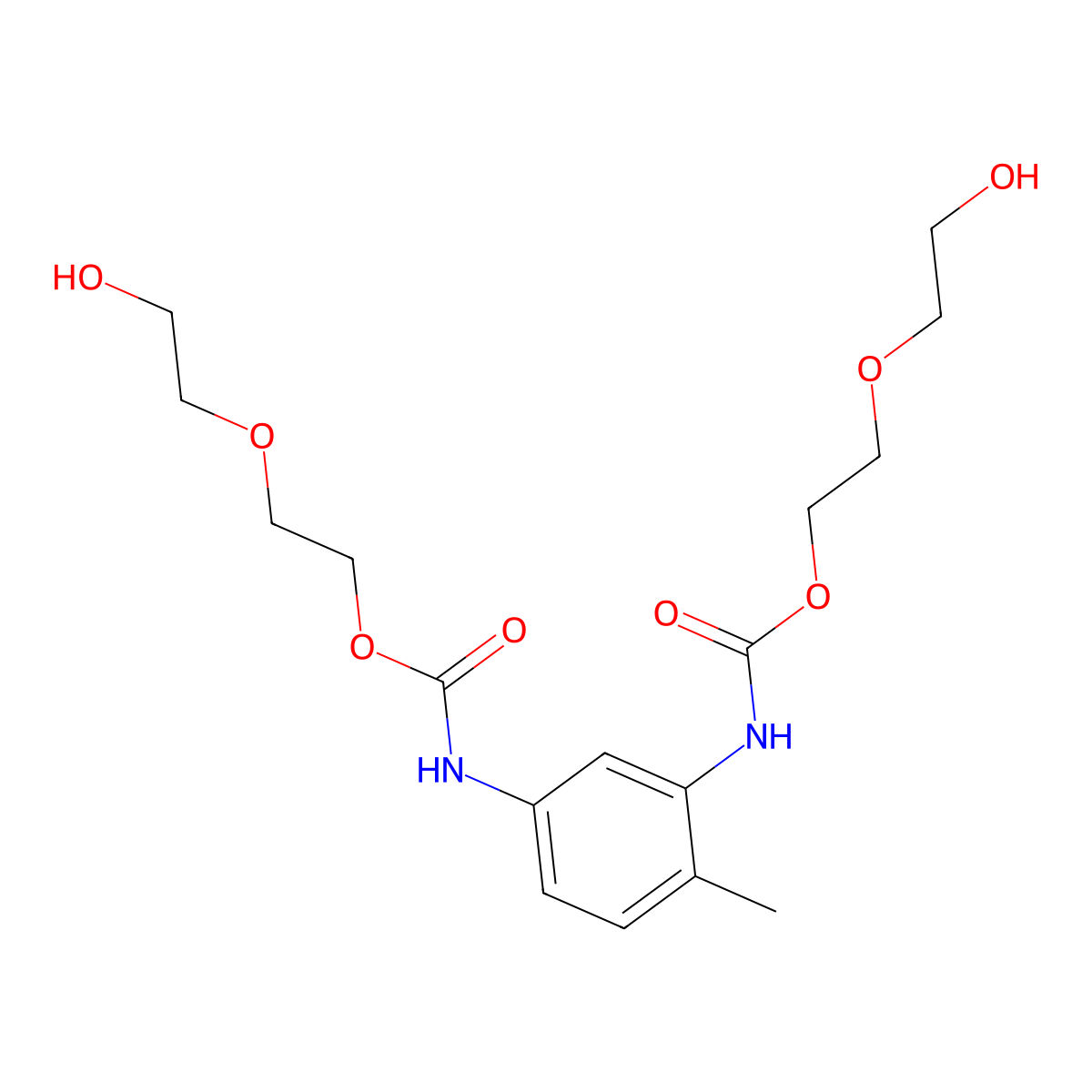 Bis(2-(2-hydroxyethoxy)ethyl) (4-methyl-1,3-phenylene)dicarbamate molecular structure, CAS 105009-71-0