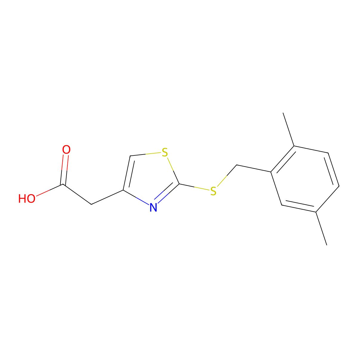 {2-[(2,5-Dimethylbenzyl)thio]-1,3-thiazol-4-yl}acetic acid molecular structure, CAS 1050101-82-0