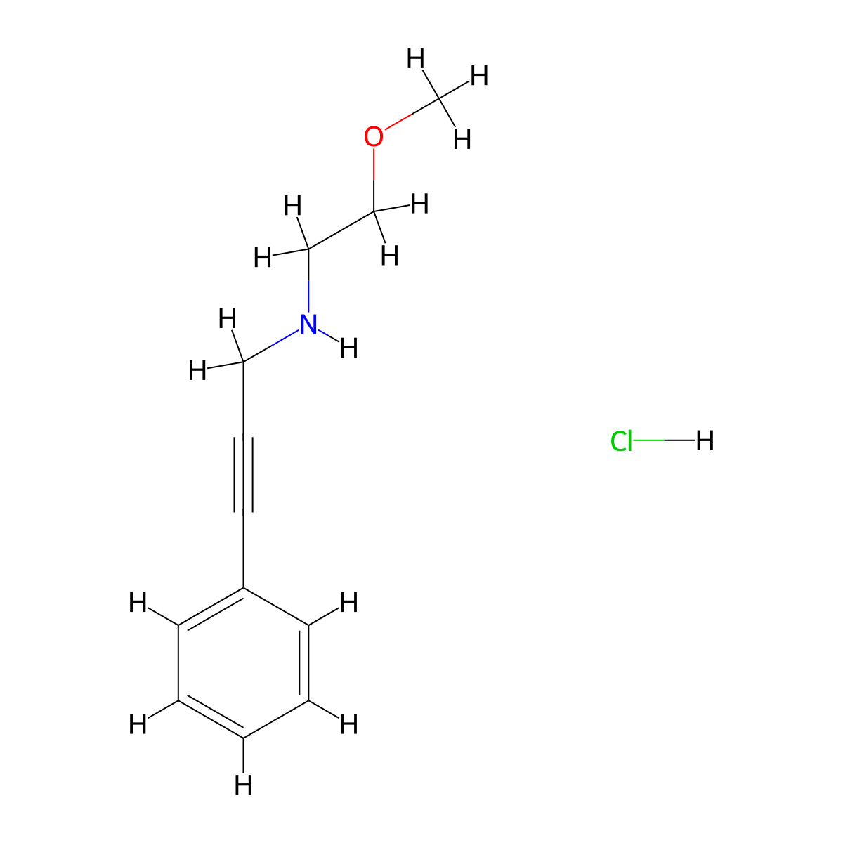 N-(2-Methoxyethyl)-3-phenyl-2-propyn-1-amine hydrochloride molecular structure, CAS 1050126-55-0