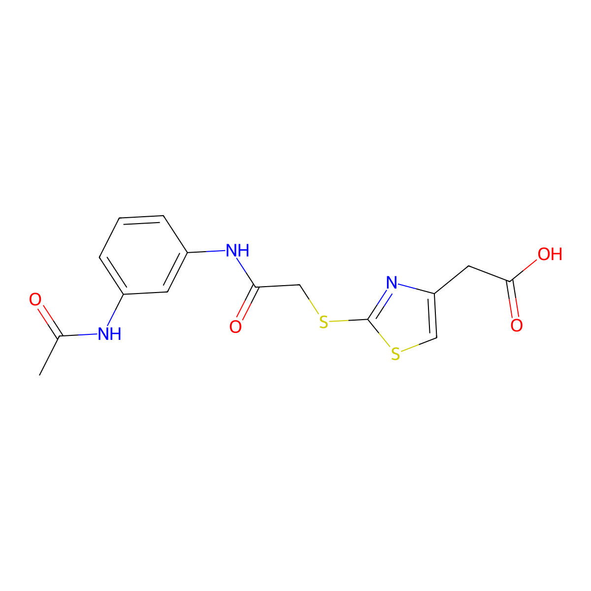 2-(2-((2-((3-Acetamidophenyl)amino)-2-oxoethyl)thio)thiazol-4-yl)acetic acid molecular structure, CAS 1050130-52-3