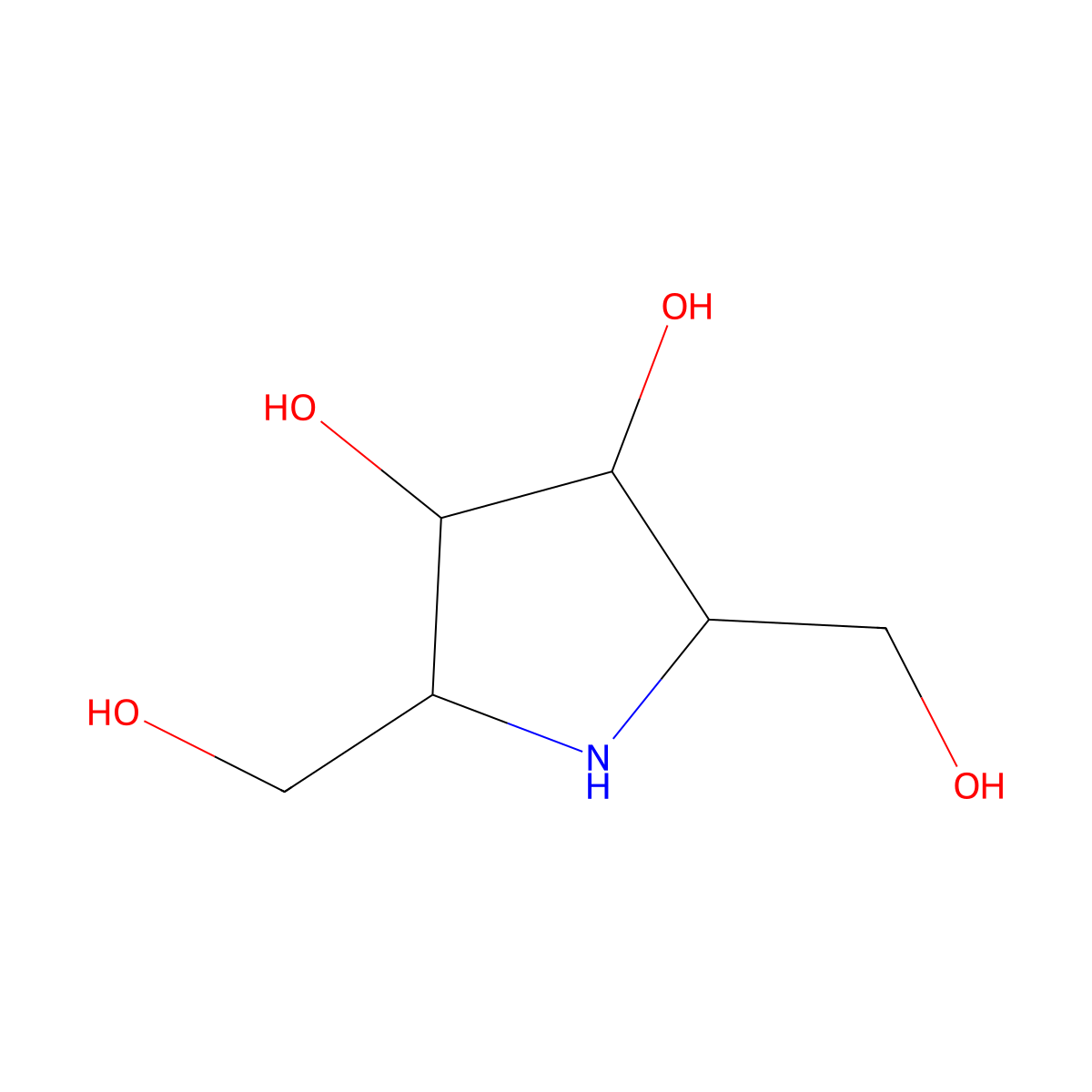(2S,3R,4R,5S)-2,5-Bis(hydroxymethyl)pyrrolidine-3,4-diol molecular structure, CAS 105015-44-9