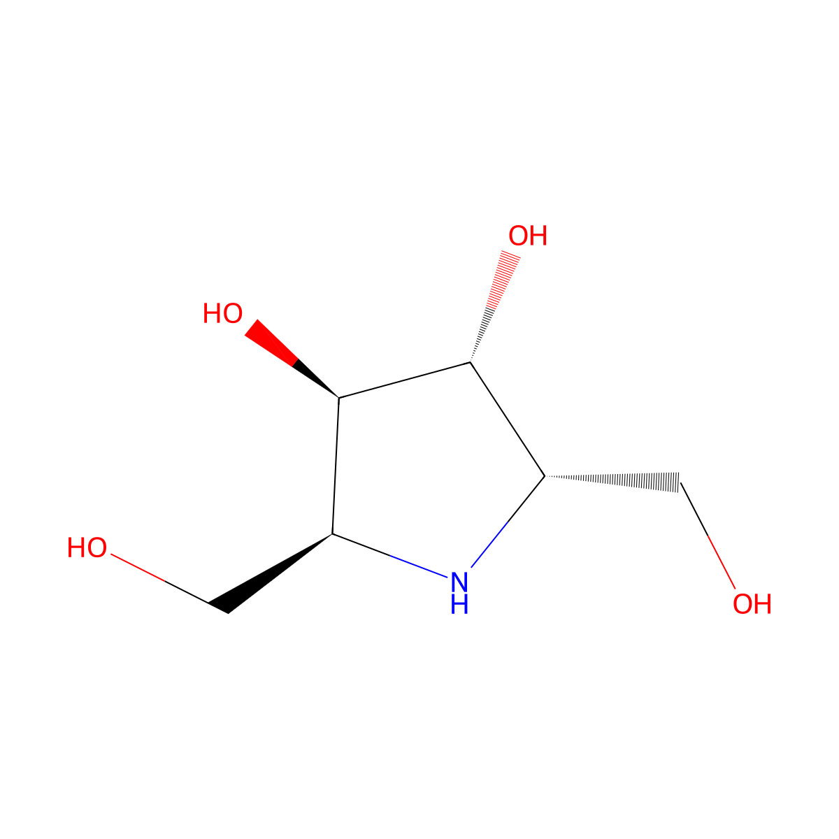 (2S,3R,4R,5S)-2,5-Bis(hydroxymethyl)pyrrolidine-3,4-diol molecular structure, CAS 105015-44-9