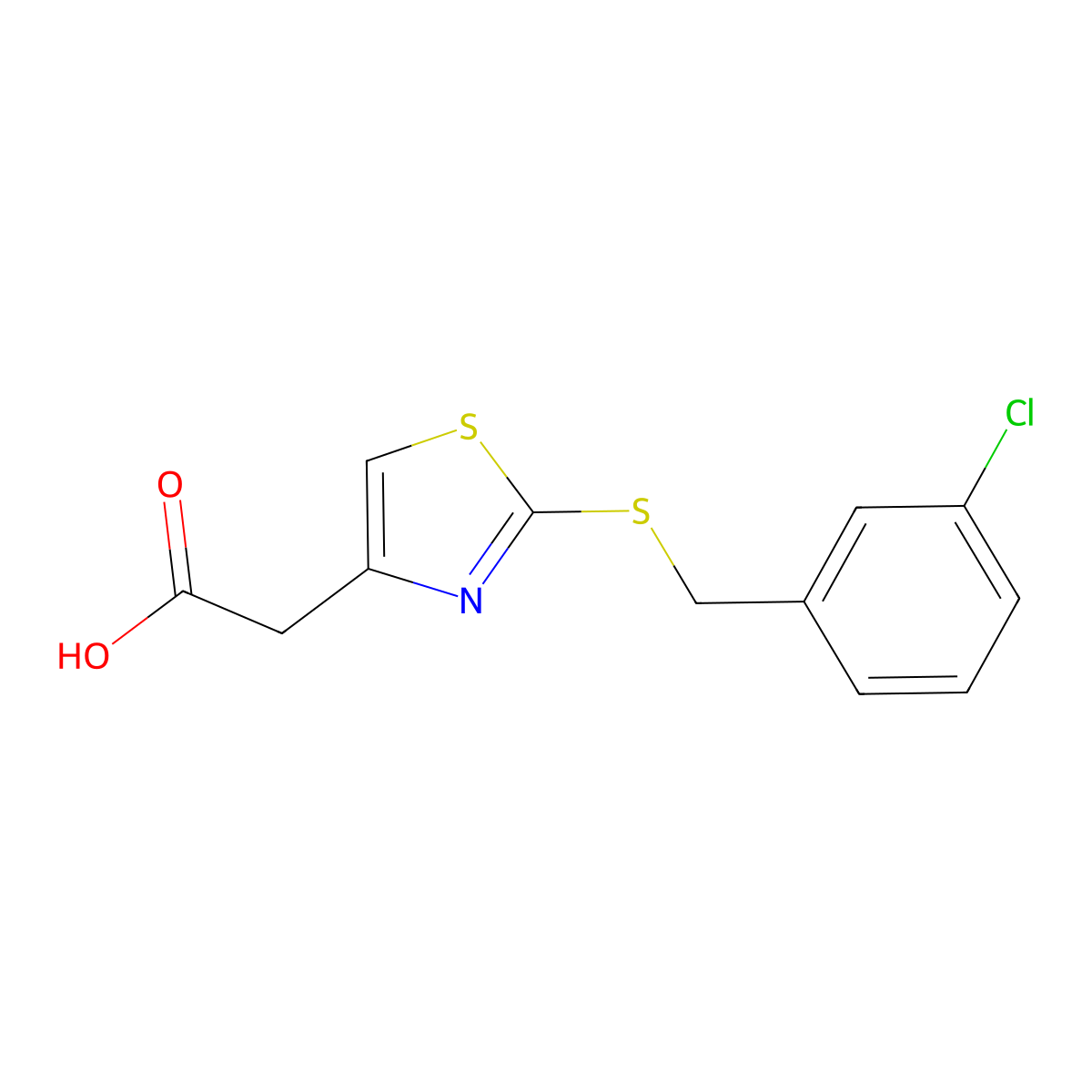 {2-[(3-Chlorobenzyl)thio]-1,3-thiazol-4-yl}acetic acid molecular structure, CAS 1050151-05-7
