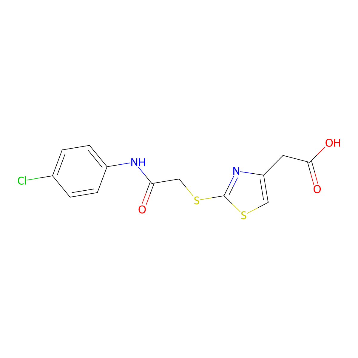 2-(2-((2-((4-Chlorophenyl)amino)-2-oxoethyl)thio)thiazol-4-yl)acetic acid molecular structure, CAS 1050151-40-0