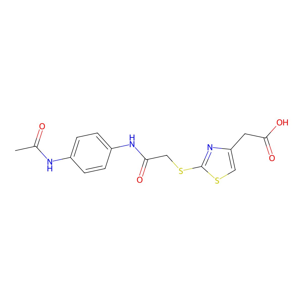 2-(2-((2-((4-Acetamidophenyl)amino)-2-oxoethyl)thio)thiazol-4-yl)acetic acid molecular structure, CAS 1050151-46-6