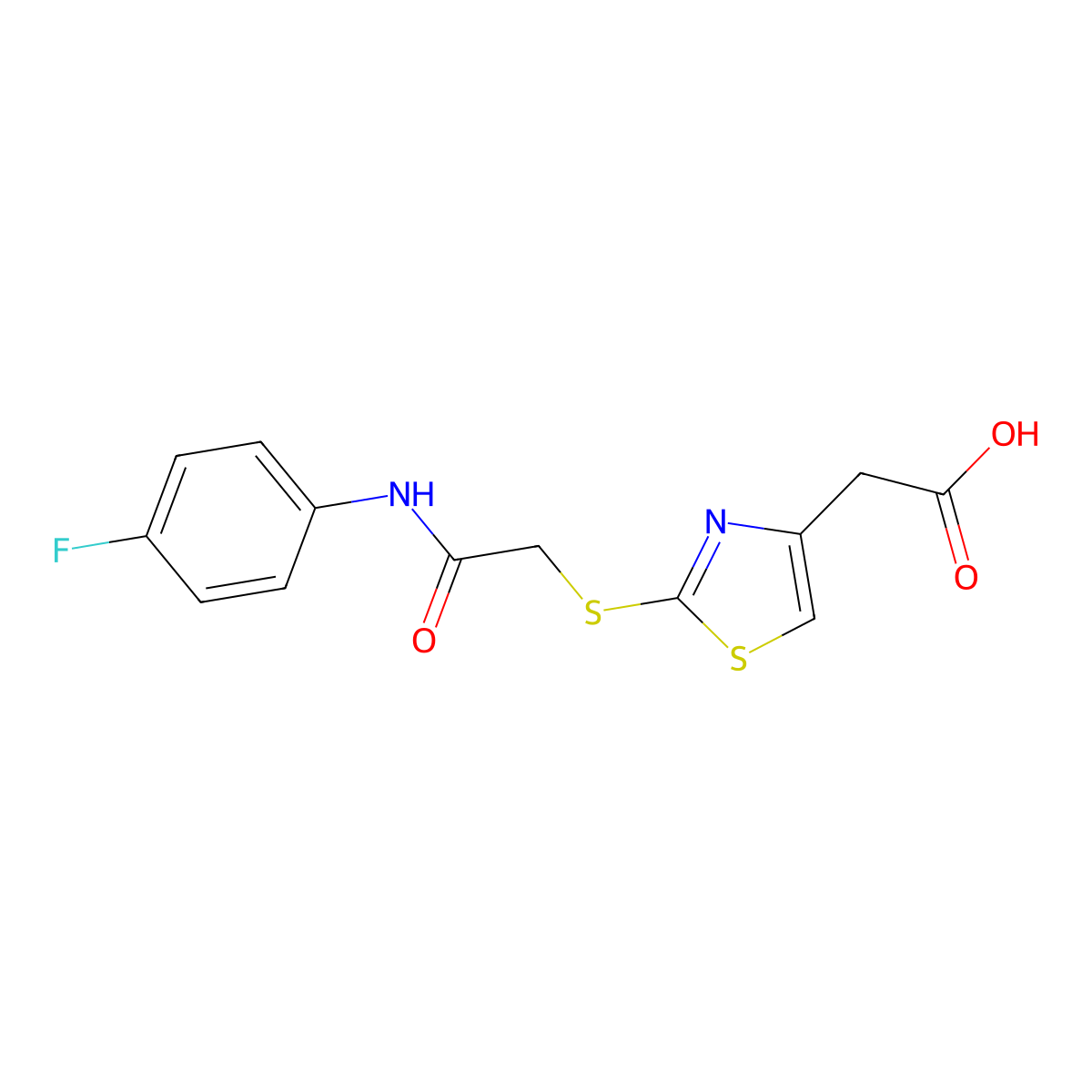 2-(2-((2-((4-Fluorophenyl)amino)-2-oxoethyl)thio)thiazol-4-yl)acetic acid molecular structure, CAS 1050156-95-0