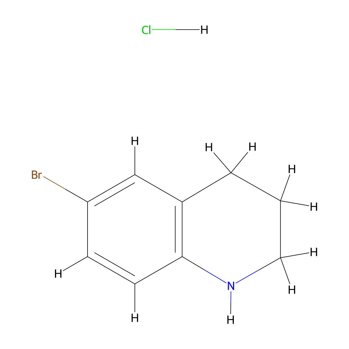 6-Bromo-1,2,3,4-tetrahydroquinoline hydrochloride molecular structure, CAS 1050161-23-3