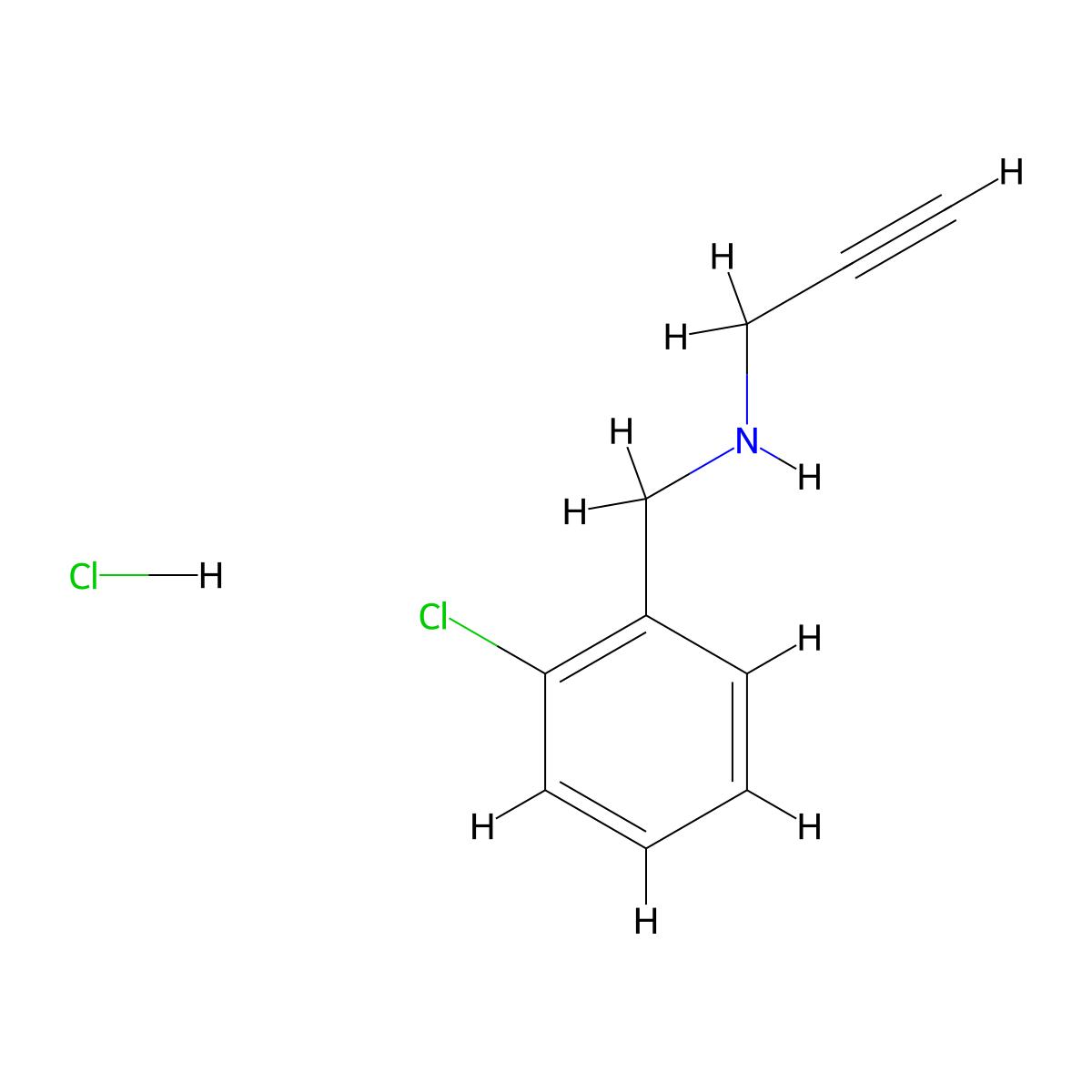 [(2-Chlorophenyl)methyl](prop-2-yn-1-yl)amine hydrochloride molecular structure, CAS 1050167-71-9