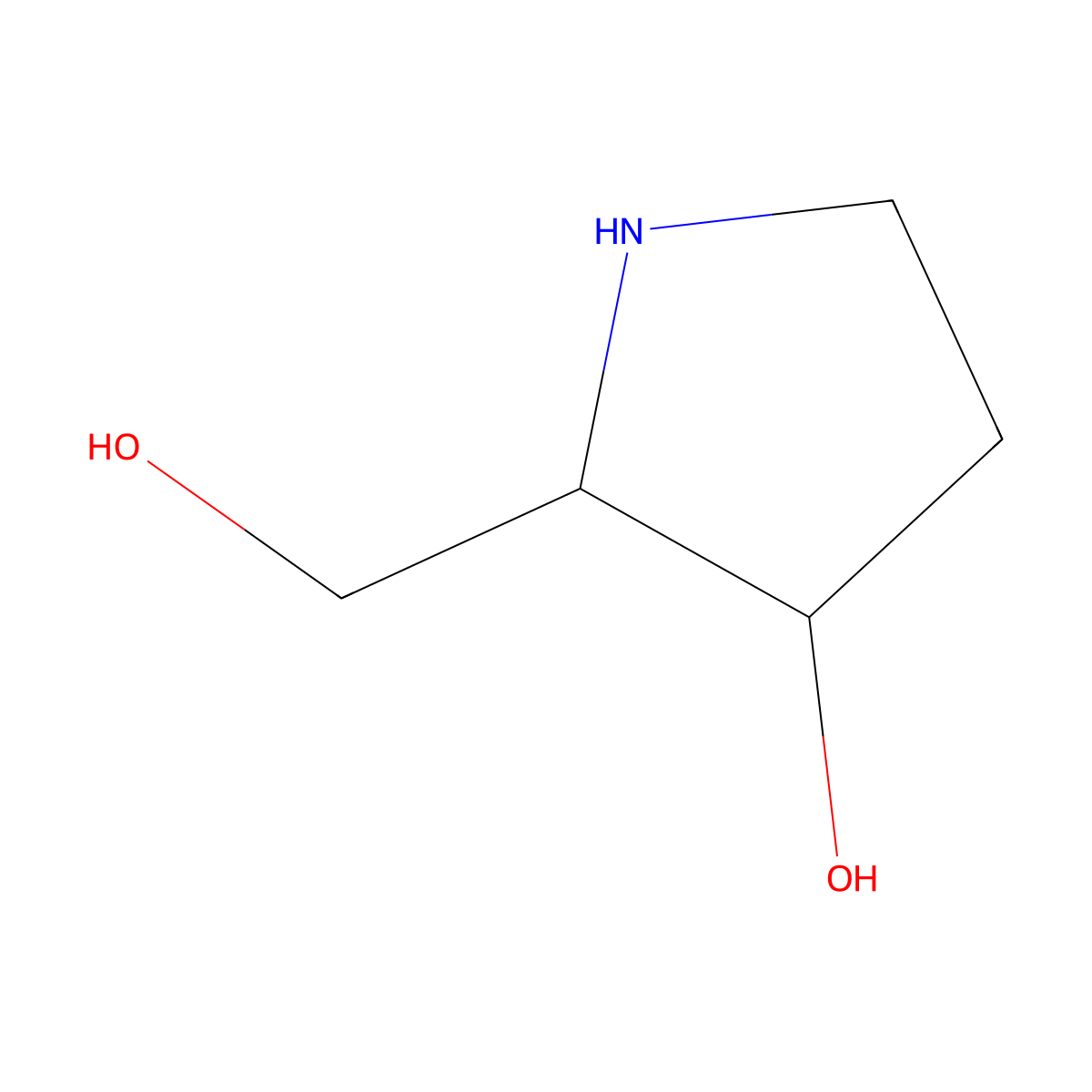 (2R,3S)-2-(hydroxymethyl)pyrrolidin-3-ol molecular structure, CAS 105017-31-0