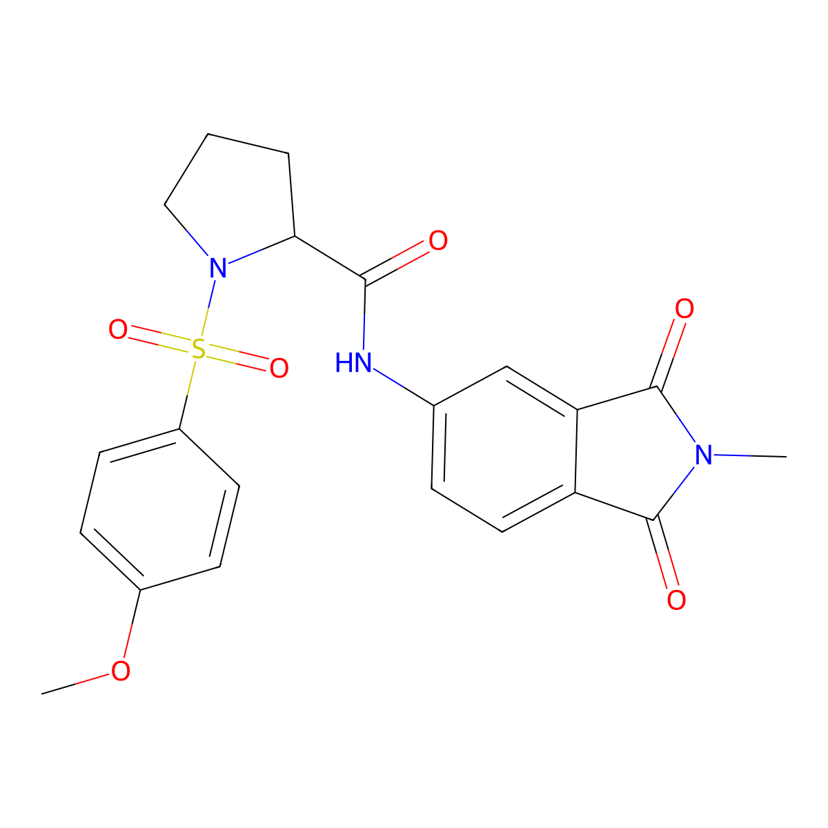1-((4-methoxyphenyl)sulfonyl)-N-(2-methyl-1,3-dioxoisoindolin-5-yl)pyrrolidine-2-carboxamide molecular structure, CAS 1050199-86-4