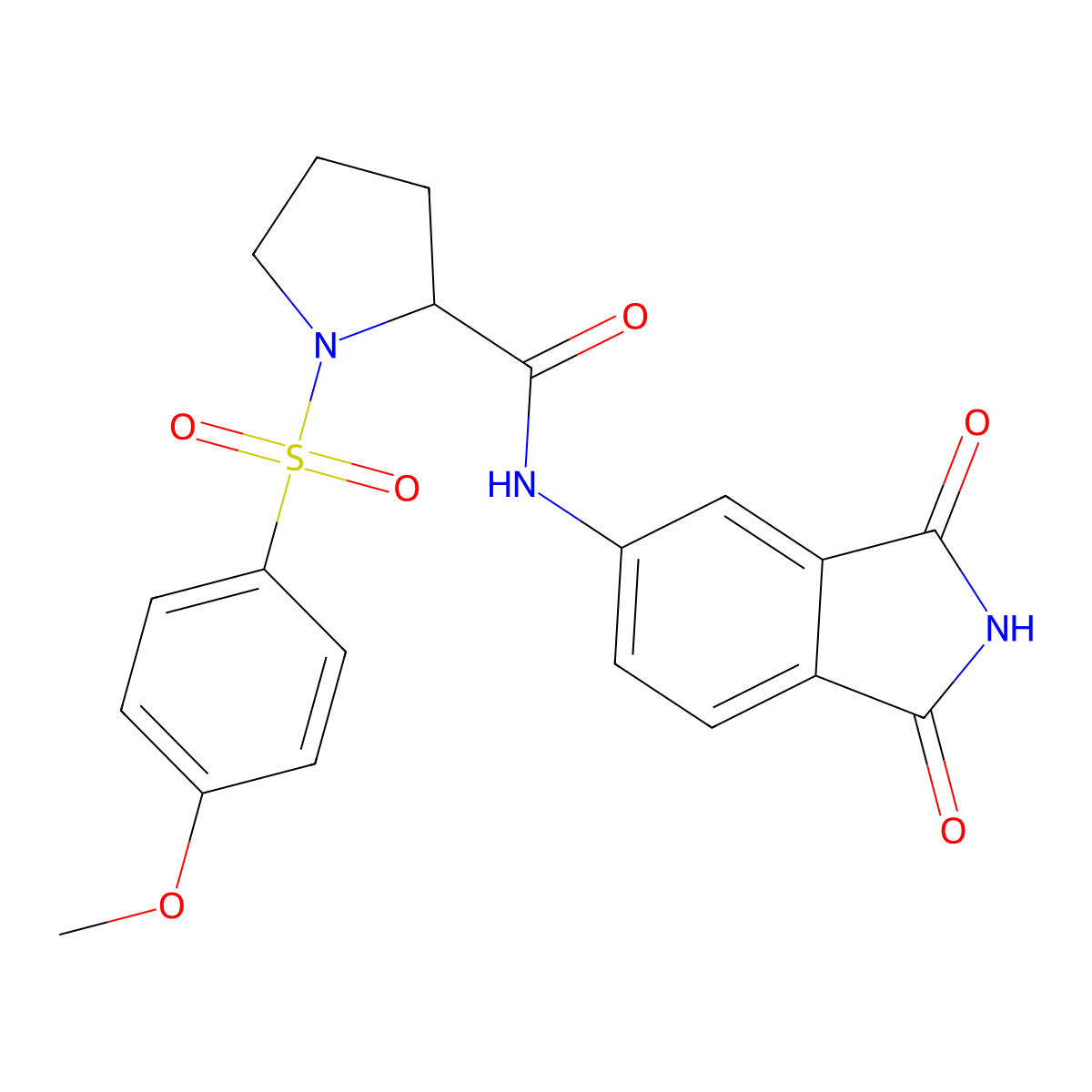 N-(1,3-dioxo-2,3-dihydro-1H-isoindol-5-yl)-1-(4-methoxybenzenesulfonyl)pyrrolidine-2-carboxamide molecular structure, CAS 1050199-90-0
